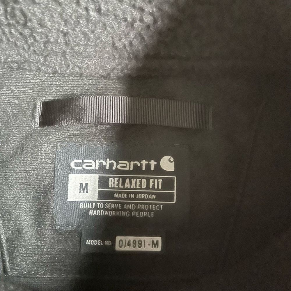 Carharrt Women's Pullover M Relaxed Fit Black Tan Fleece 1/4 Button Pocket Warm - Picture 9 of 14
